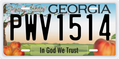 GA license plate PWV1514