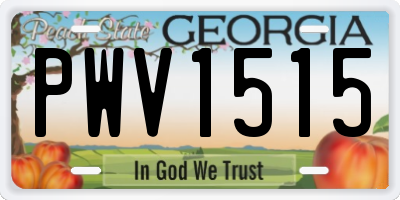 GA license plate PWV1515