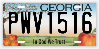 GA license plate PWV1516