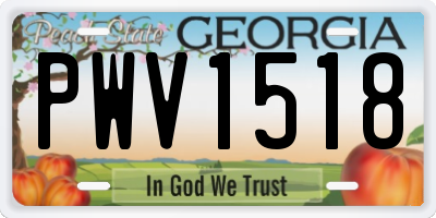 GA license plate PWV1518