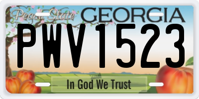 GA license plate PWV1523