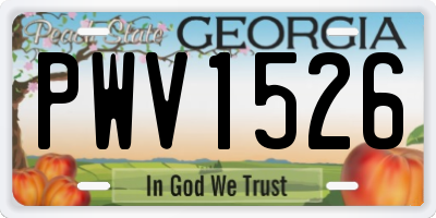 GA license plate PWV1526