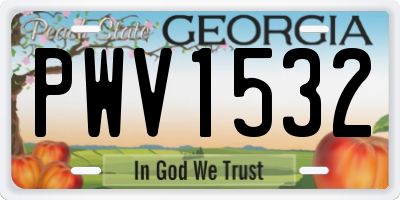 GA license plate PWV1532