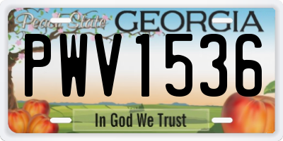 GA license plate PWV1536