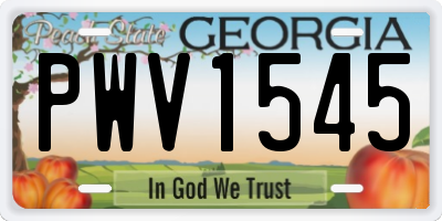 GA license plate PWV1545