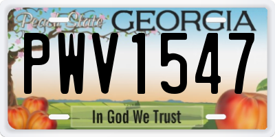 GA license plate PWV1547