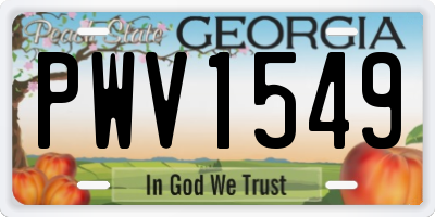 GA license plate PWV1549