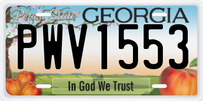 GA license plate PWV1553