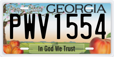 GA license plate PWV1554