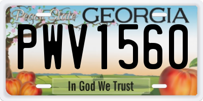GA license plate PWV1560