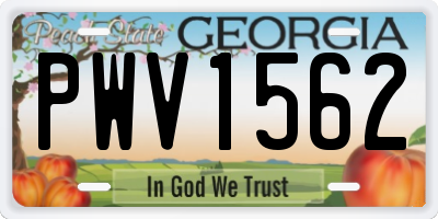 GA license plate PWV1562