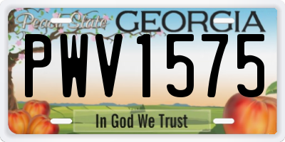 GA license plate PWV1575