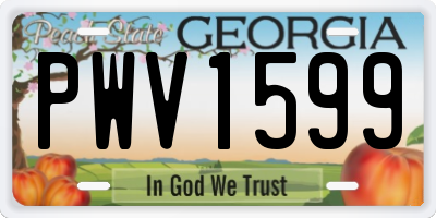 GA license plate PWV1599
