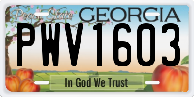 GA license plate PWV1603