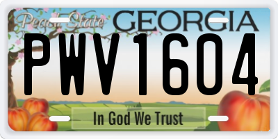 GA license plate PWV1604