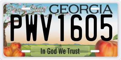 GA license plate PWV1605