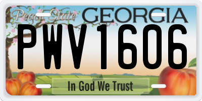 GA license plate PWV1606