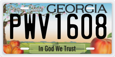 GA license plate PWV1608