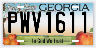 GA license plate PWV1611