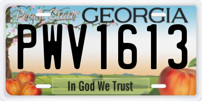 GA license plate PWV1613