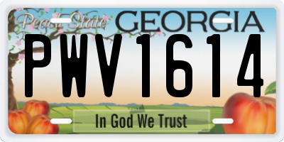 GA license plate PWV1614