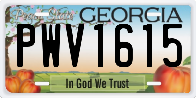 GA license plate PWV1615