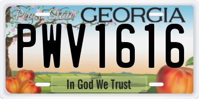 GA license plate PWV1616