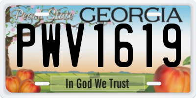GA license plate PWV1619