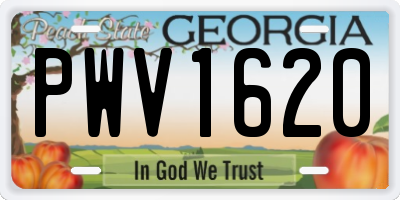 GA license plate PWV1620
