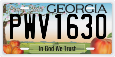 GA license plate PWV1630