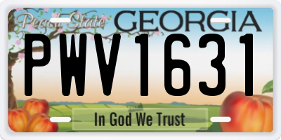 GA license plate PWV1631