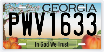 GA license plate PWV1633