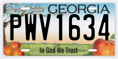 GA license plate PWV1634