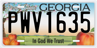 GA license plate PWV1635