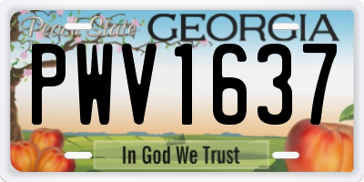 GA license plate PWV1637