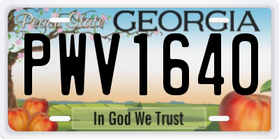 GA license plate PWV1640