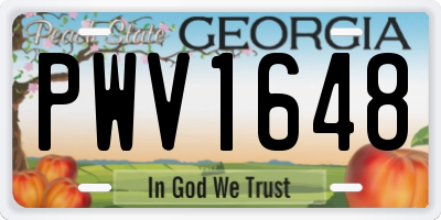 GA license plate PWV1648