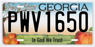GA license plate PWV1650