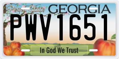 GA license plate PWV1651