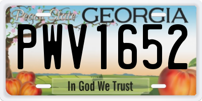 GA license plate PWV1652