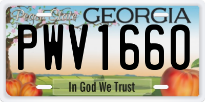 GA license plate PWV1660