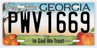 GA license plate PWV1669