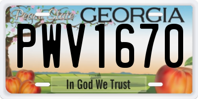 GA license plate PWV1670