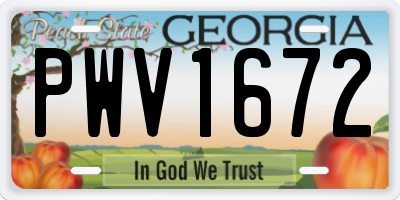 GA license plate PWV1672