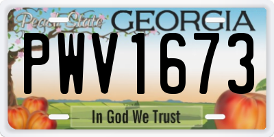 GA license plate PWV1673