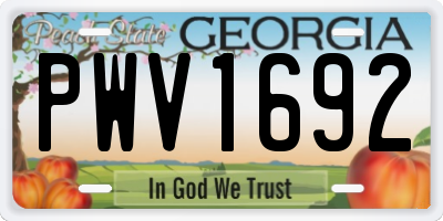 GA license plate PWV1692