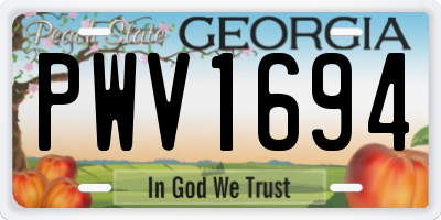 GA license plate PWV1694