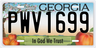 GA license plate PWV1699