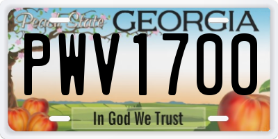 GA license plate PWV1700