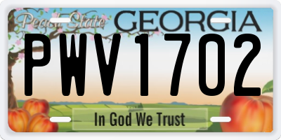 GA license plate PWV1702